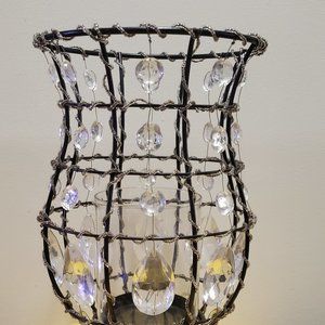 Ex-Large Metal Candleholder With Clear Beading & Acrylic Stones.